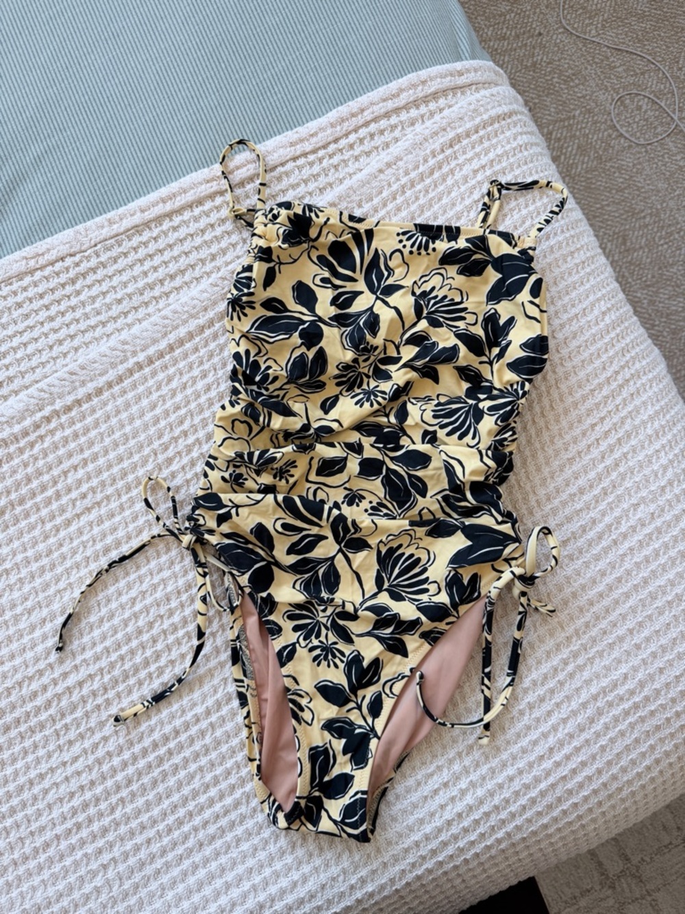 J. Crew Ruched one-piece swimsuit with side ties in sunny floral - Picture 2 of 7